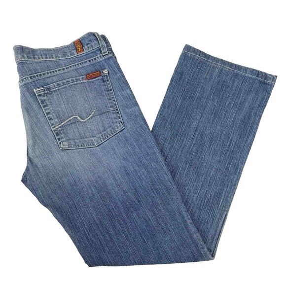Y2K 7 For All Mankind Jeans Women’s Sz 31 Low Rise Bootcut Light Wash Stretch - Picture 1 of 10